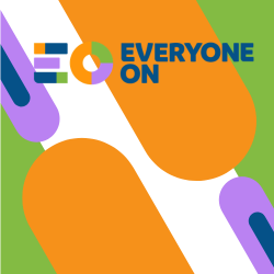 Everyone On logo with colorful background
