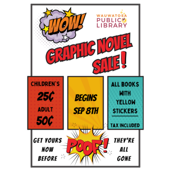 Cartoon bubbles with text mentioning sale dates
