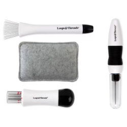 Loops & Threads needle felting tool set with felting needles, brush, and foam pad.